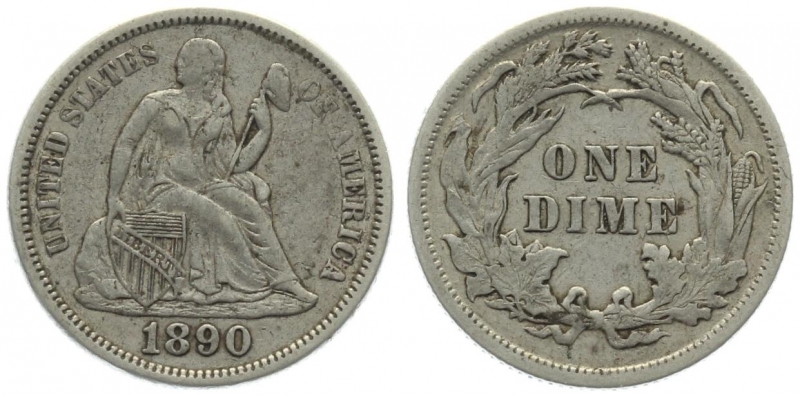 USA 1 Dime 1890 - Seated Liberty